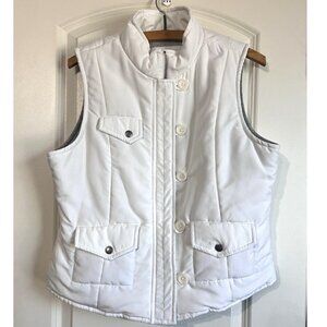 Sonoma Life + Style Lined Vest‎ Women's size S Zipper & Buttons Pockets White